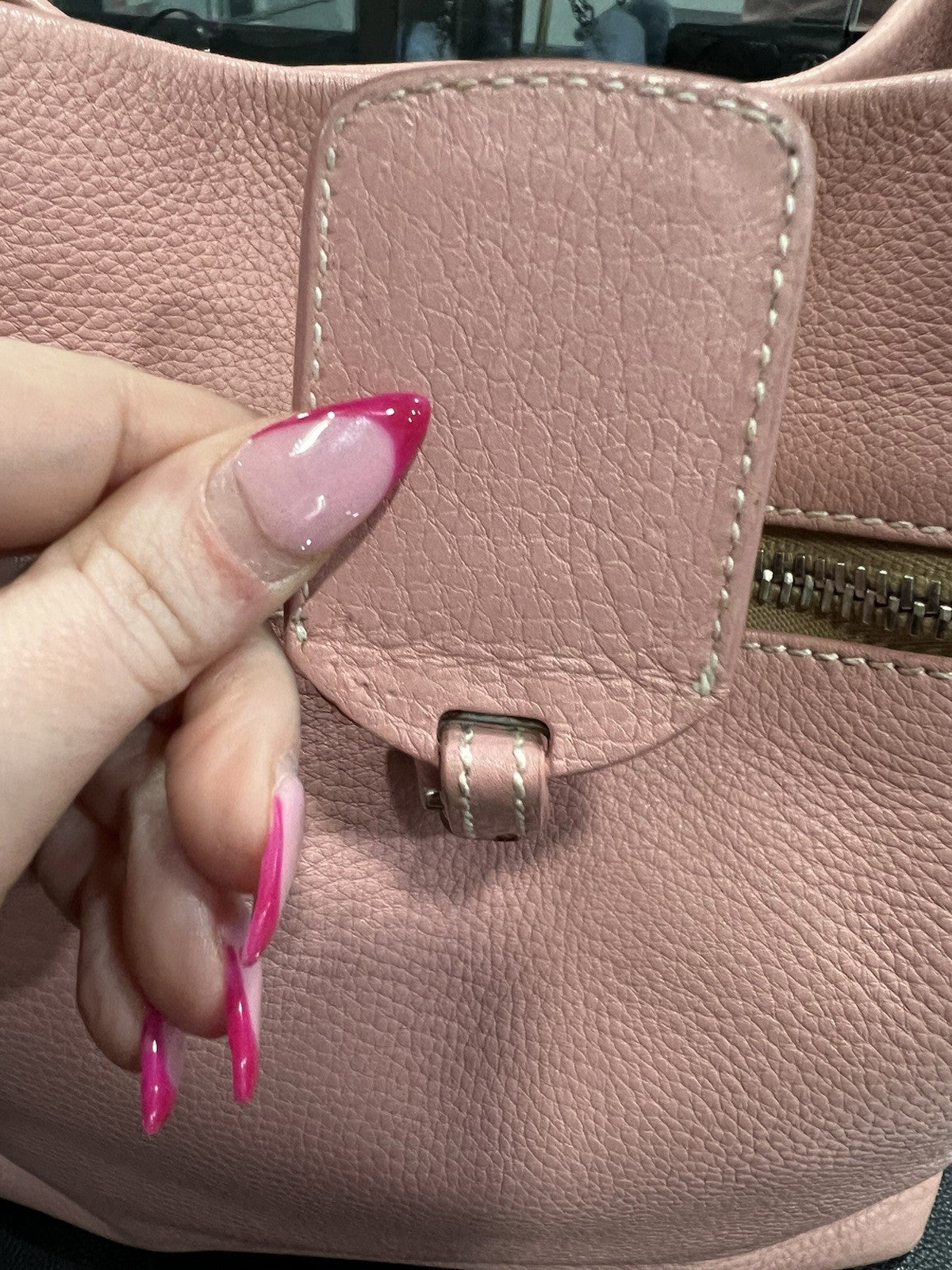 Prada Pink Leather Hobo Shoulder Bag With Authenticity