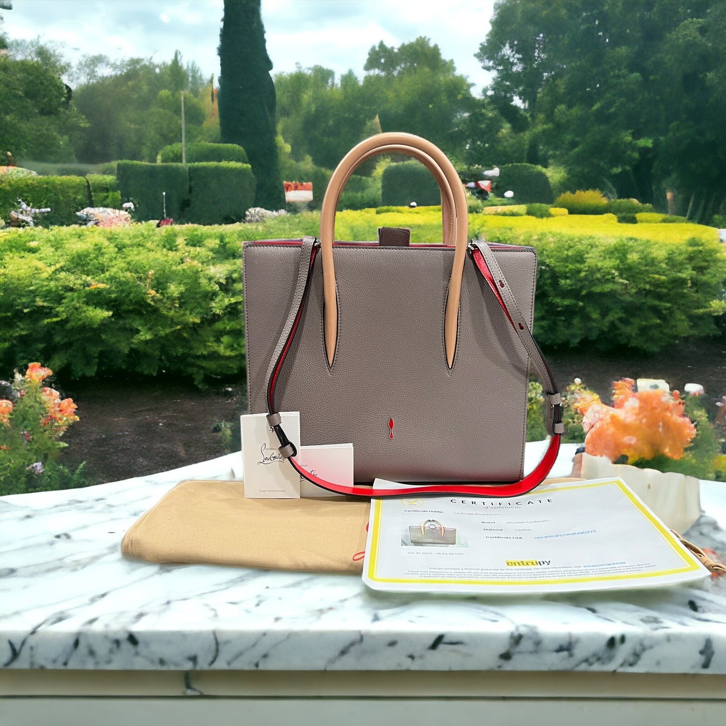 Christian Louboutin Paloma Medium Calf Patent Bag "Storm" (Retail $2700)