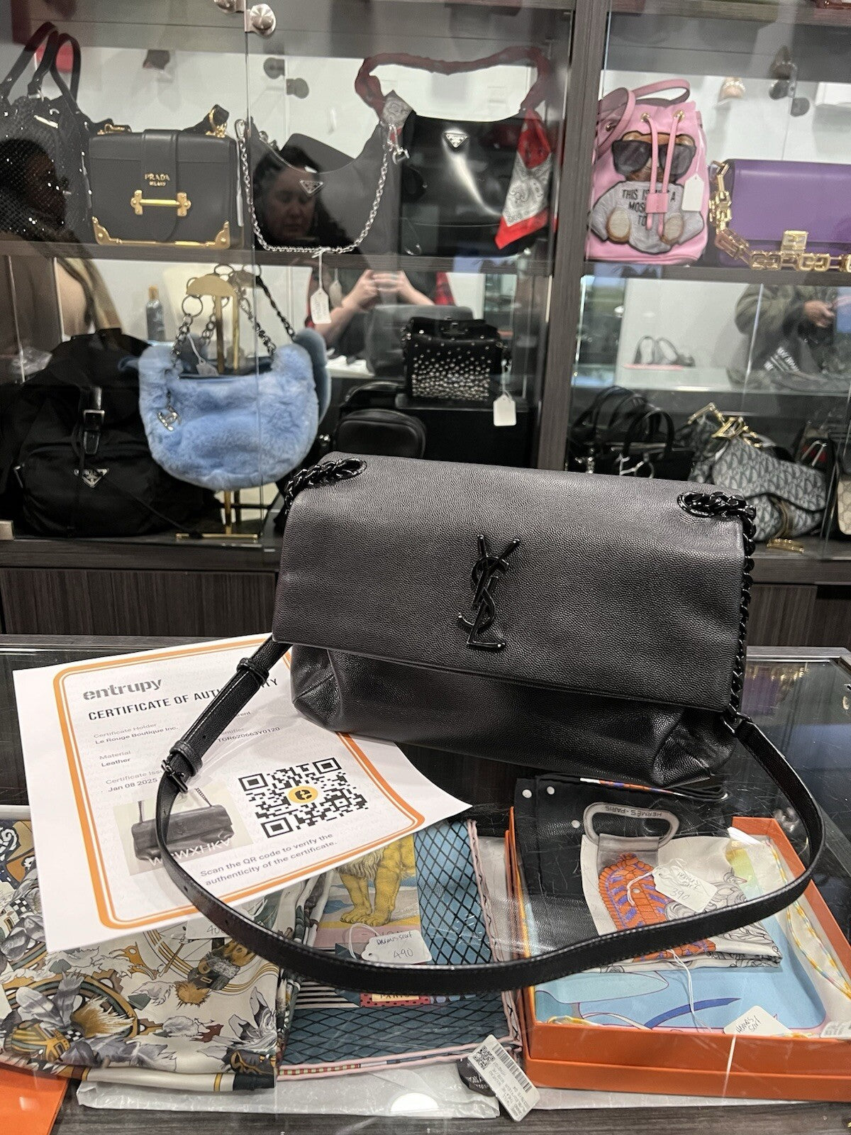 YSL Saint Lauent West Hollywood Flap Bag With Duster & Certificate