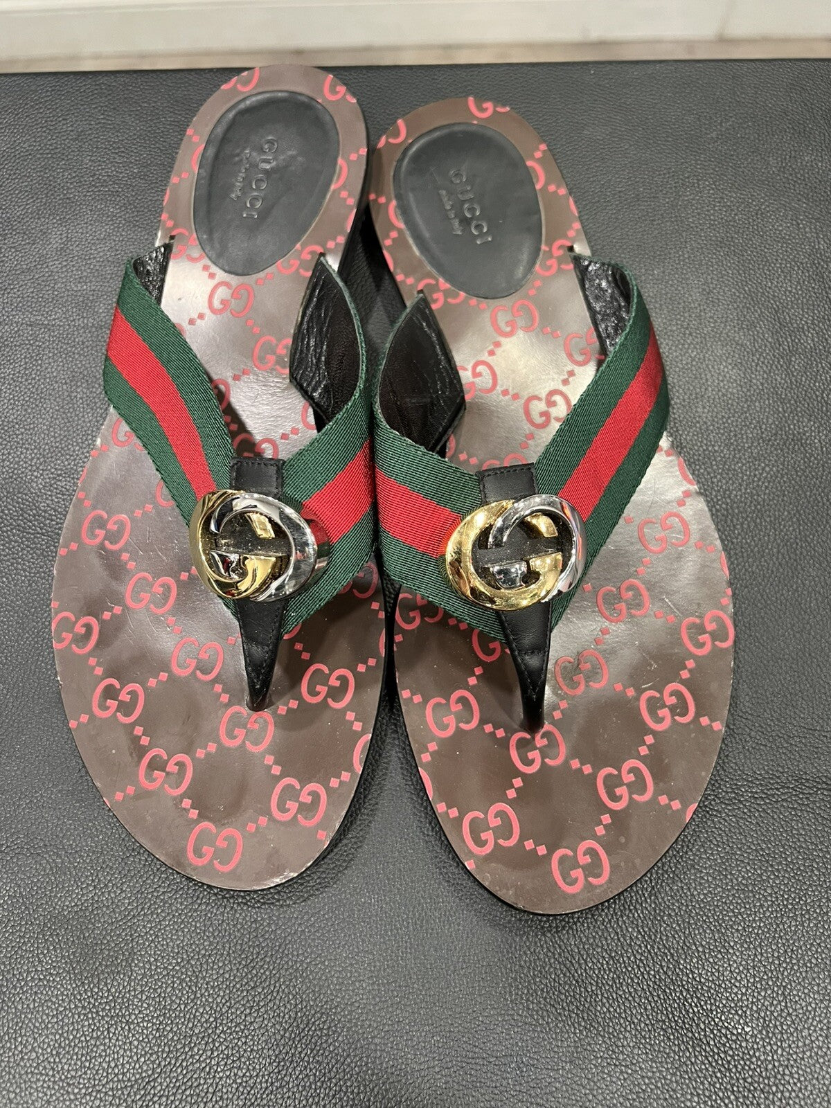 Gucci Kika Interlocking G Web Sandal Size 40/US 10 W/Duster