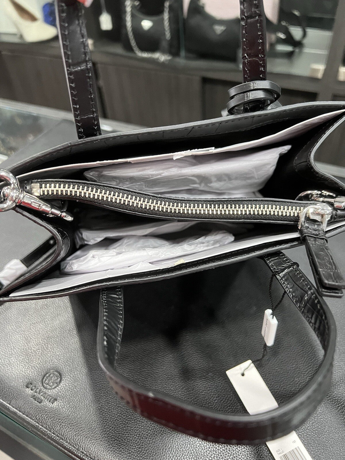 Marc Jacobs Croc Embossed Black Leather Tote NWT Retail $425