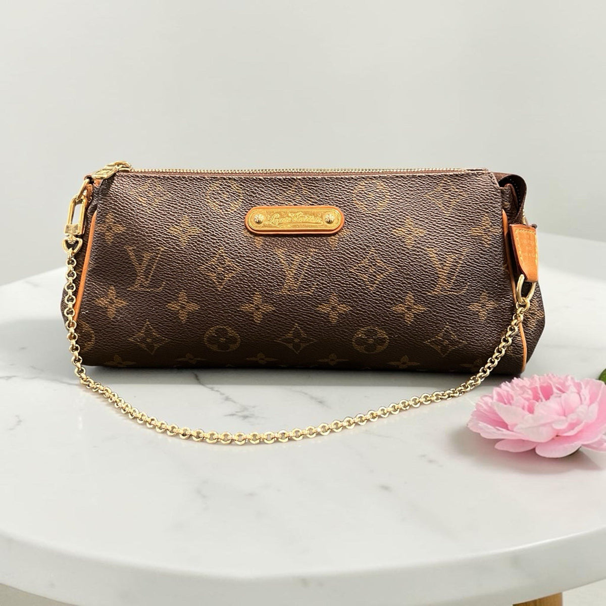 Louis Vuitton Monogram Canvas Eva Clutch Bag With Authenticity