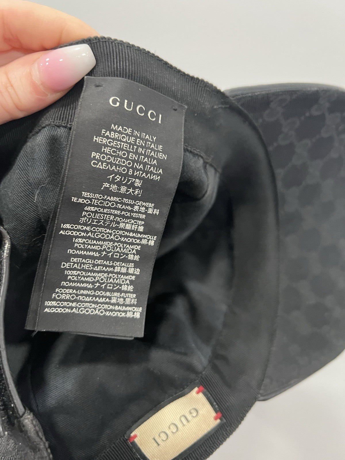Gucci Original GG Black Canvas Monogram Web Baseball Hat