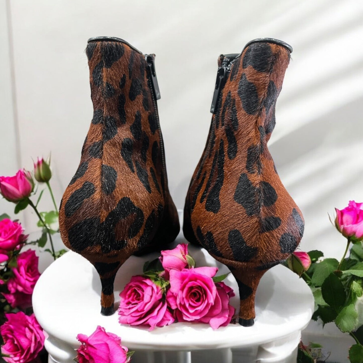 Christian Louboutin So Kate Leopard Pony Hair 55 Ankle Boot Kitten Heels 37/US7