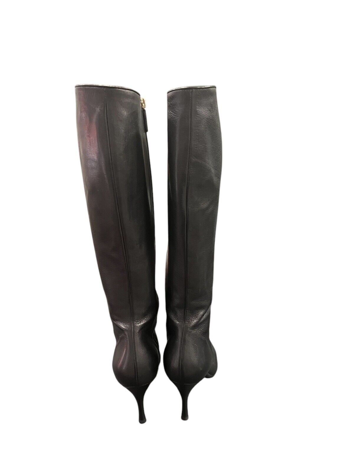 Gucci Black Leather Tall Point Toe Heeled Boots Size 9 B Retail $1690