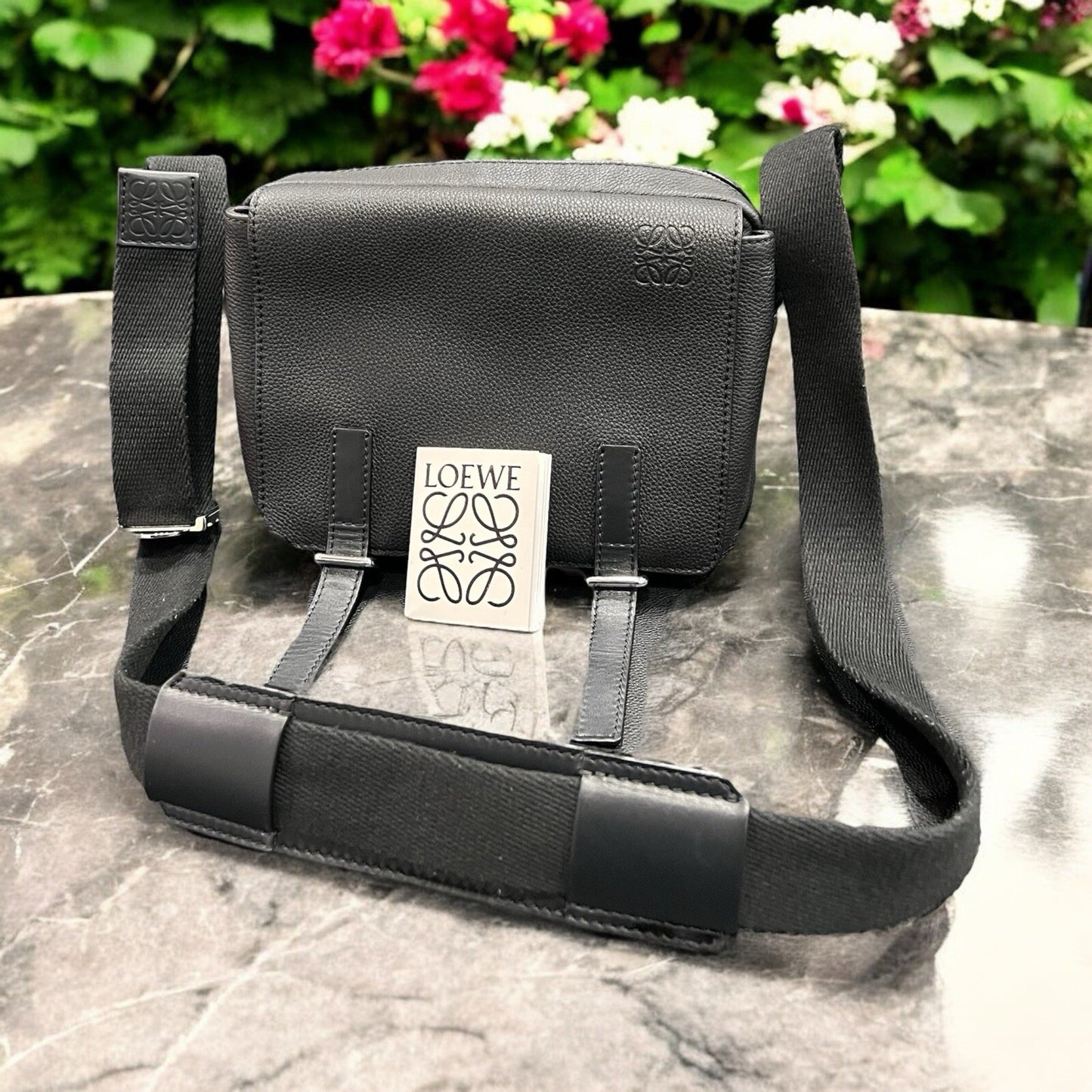 Loewe XS Military Messenger Bag In Black W/Cert of Authenticity