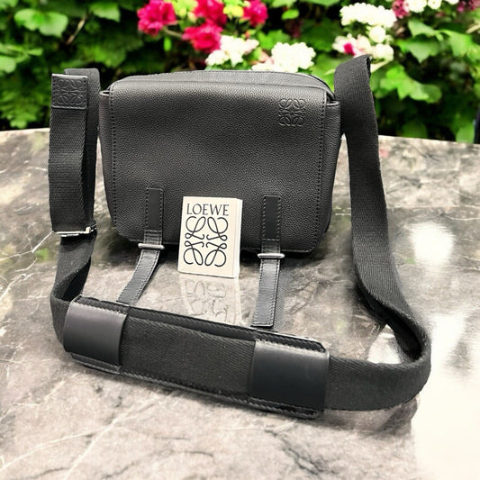 Loewe XS Military Messenger Bag In Black W/Cert of Authenticity
