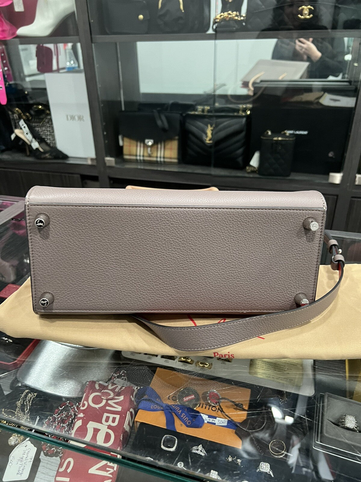 Christian Louboutin Paloma Medium Calf Patent Bag "Storm" (Retail $2700)