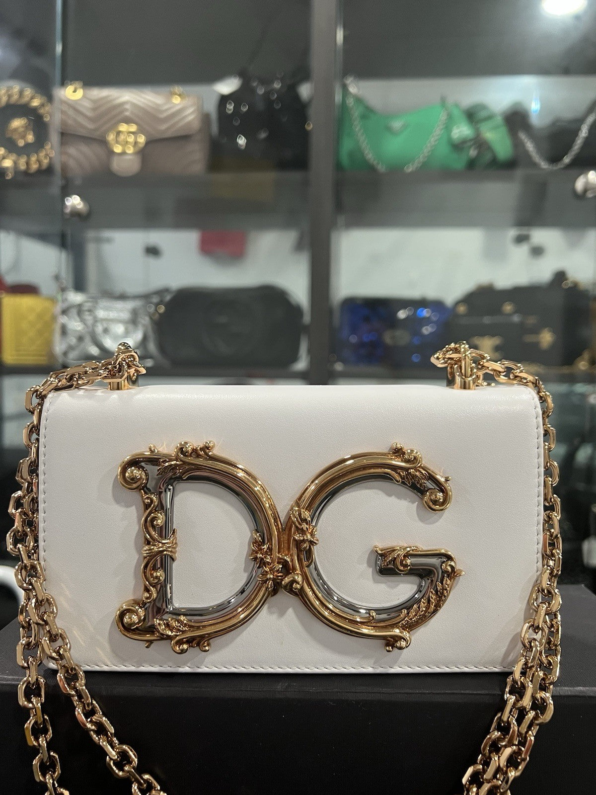 Dolce & Gabbana Mini White Borocco Girls Phone Bag Box & Duster