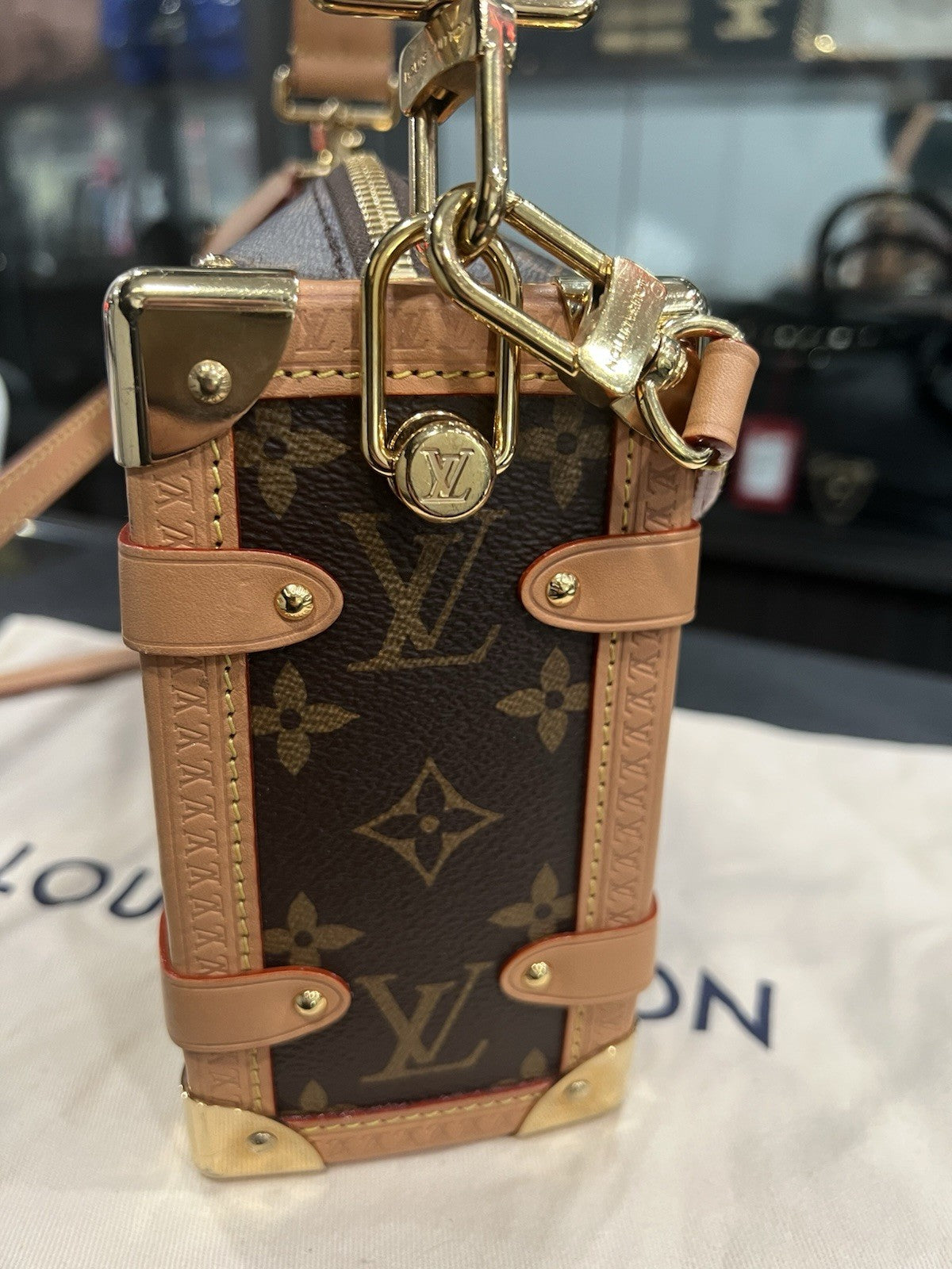 Louis Vuitton Side Trunk Bag MM With Duster Tag & Authenticity