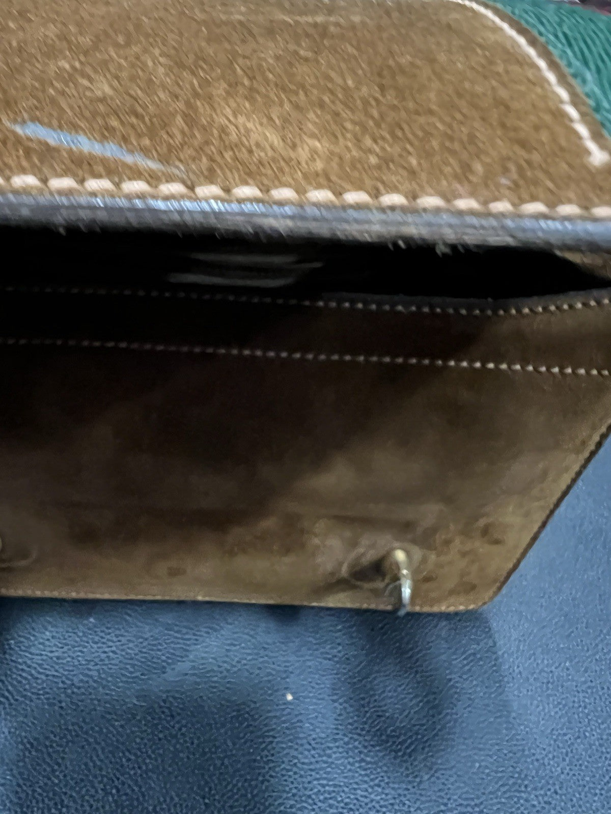 Gucci Vintage Cognac Suede Bamboo Handle Lunchbox Top Handle Bag RARE