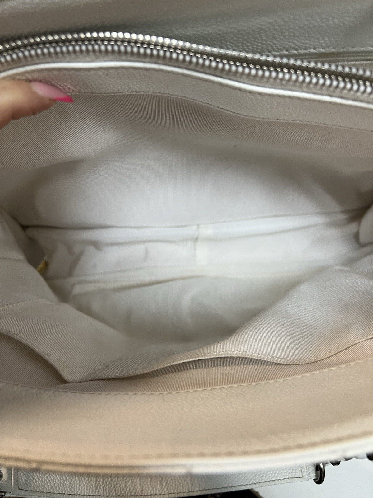 Chanel Caviar Quilted Grand Shopping Tote GST White W/Authenticity