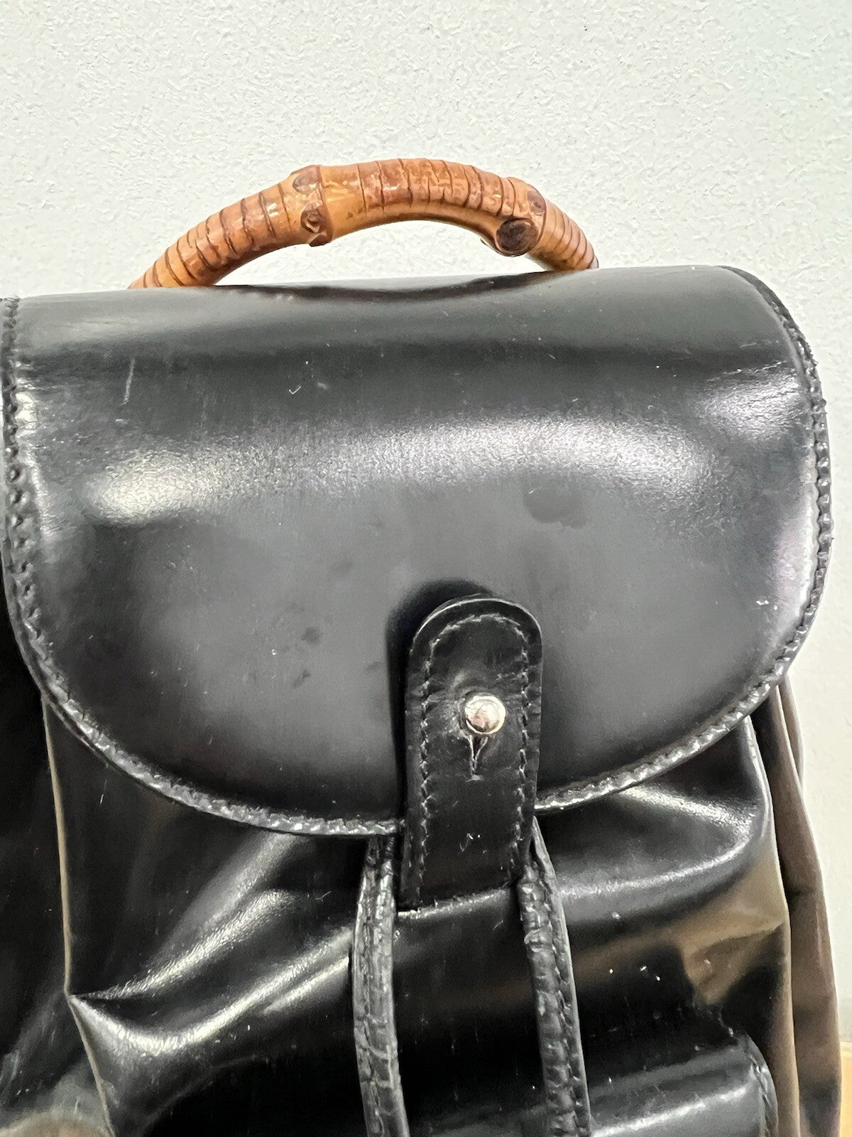Gucci Vintage Leather Mini Bamboo Backpack