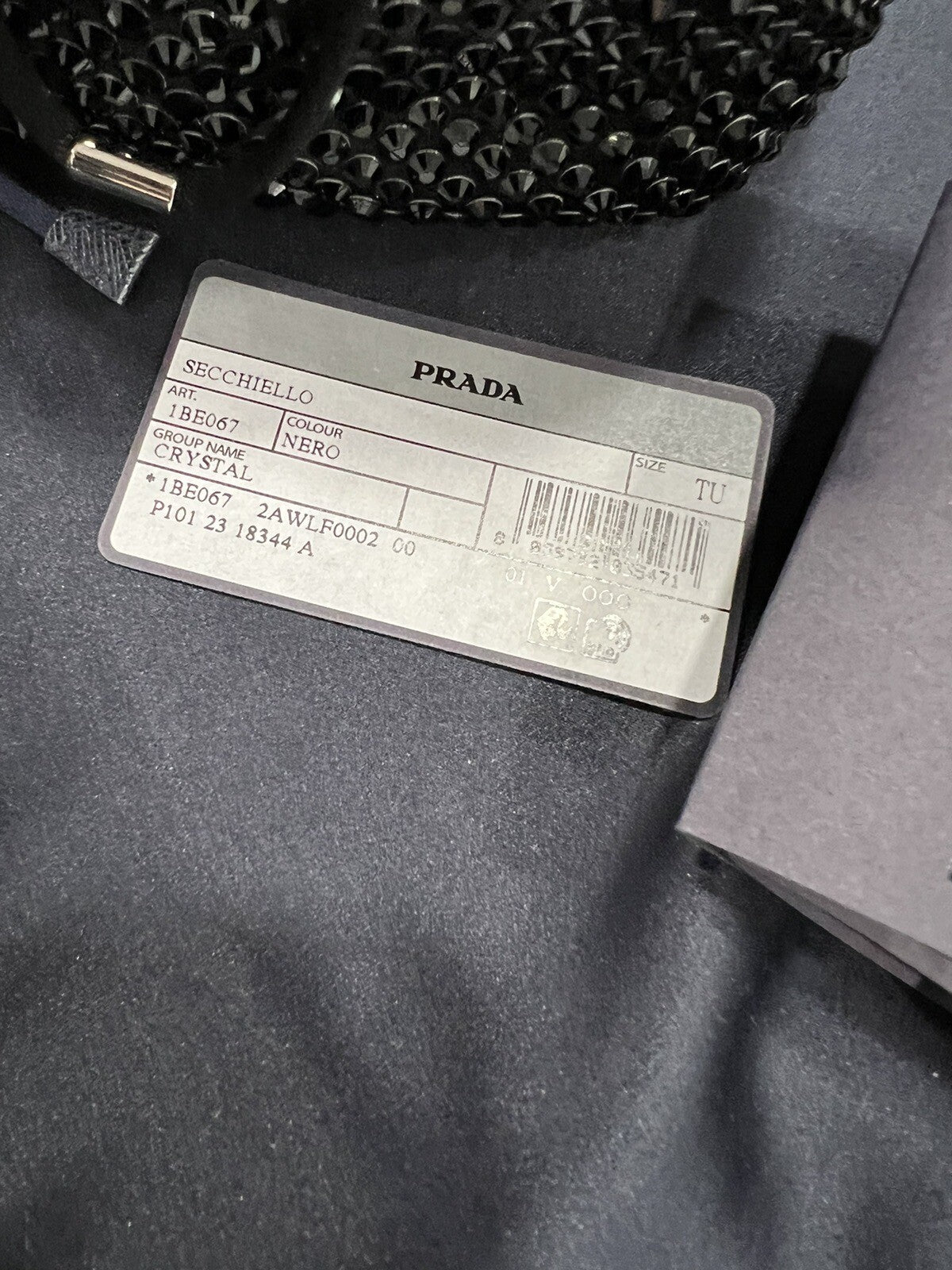 Prada Satin Mini Bucket Bag W/Crystals NWOB W/Certificate of Authenticity & Tags