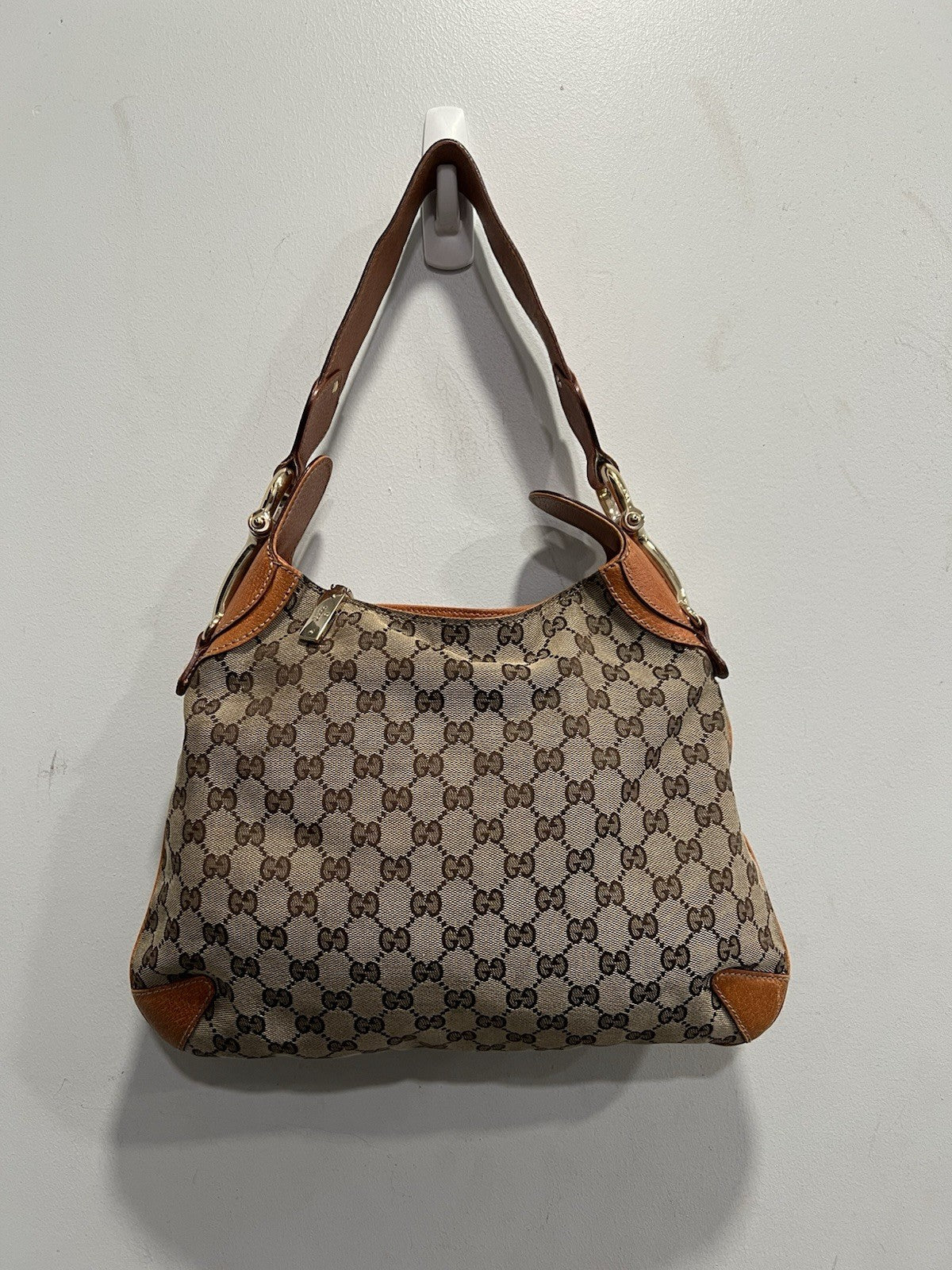 Gucci GG Canvas Bit Creole Shoulder Bag With Authenticity