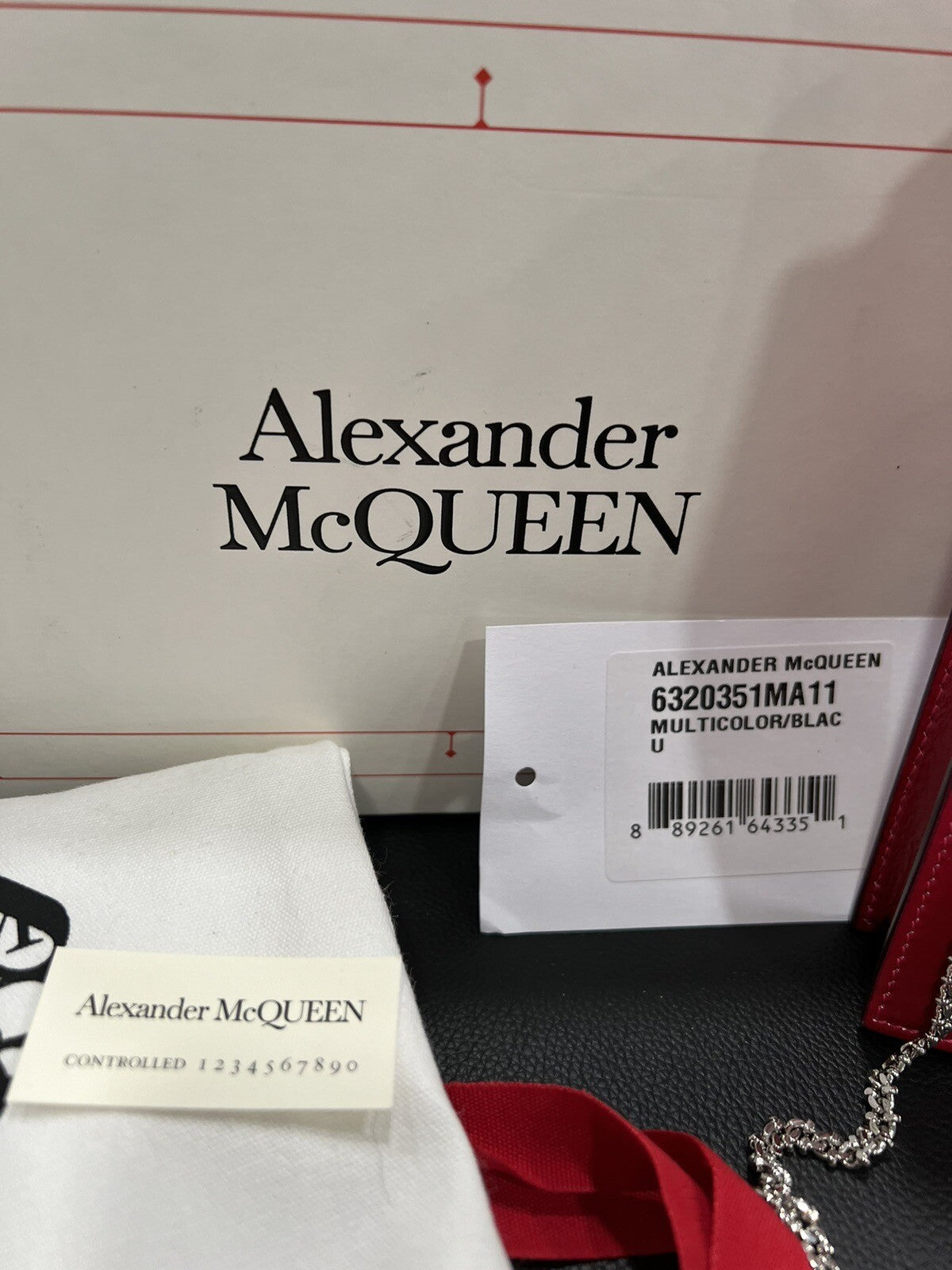 Alexander McQueen Ombre Pink/Red Leather Phone/Card Case New In Box
