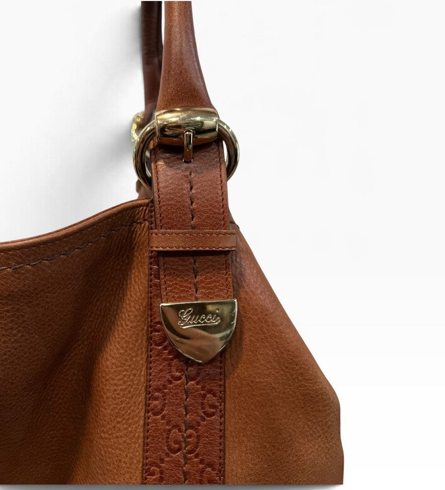 Gucci Leather Large Signoria Cognac Large Hobo Bag W/Authenticity