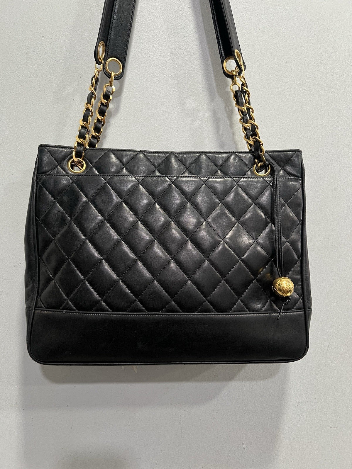 Chanel RARE Collectors Lambskin 24k Gold Plated Hardware Chain Tote Bag