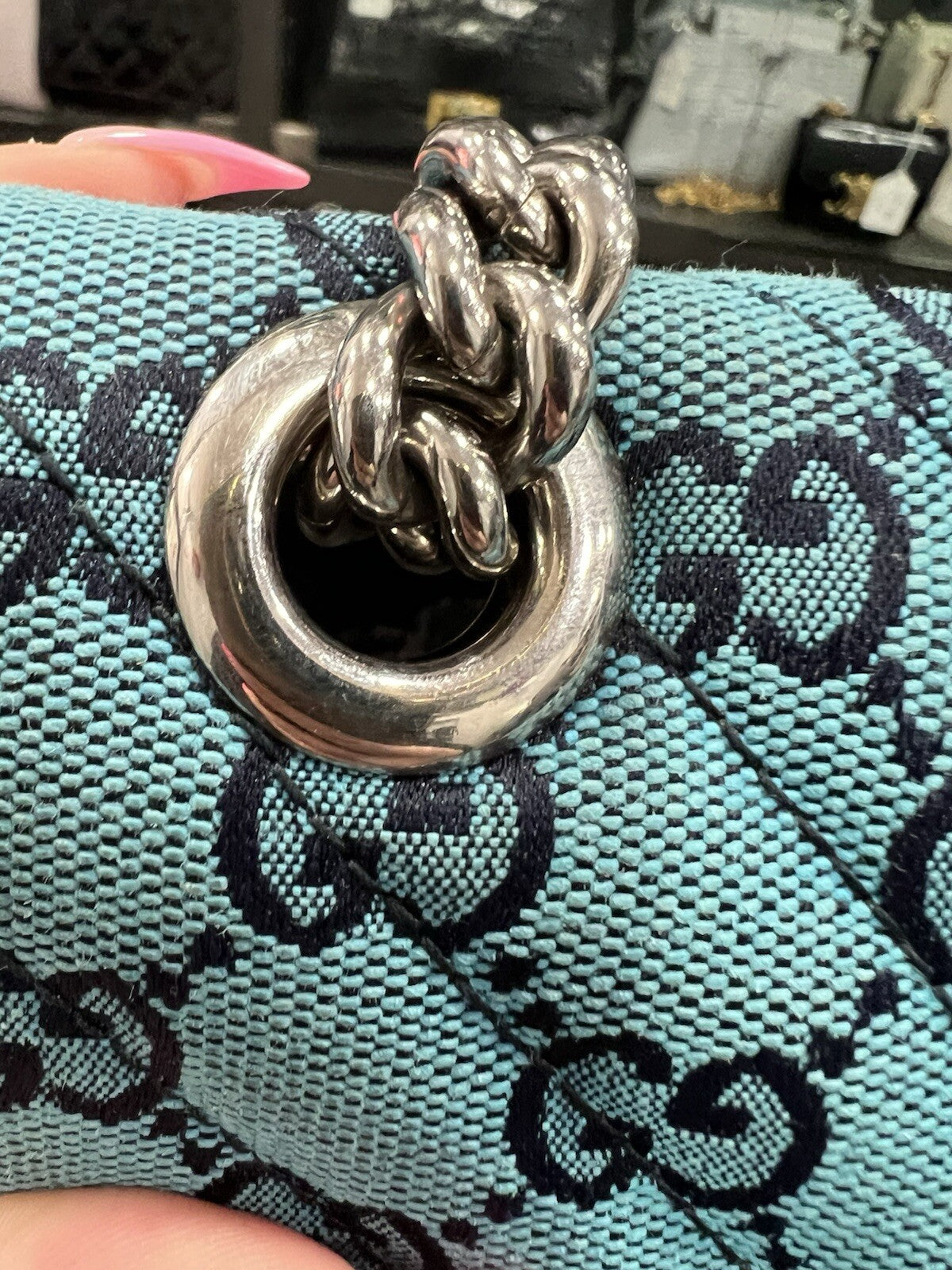 Gucci GG Marmont Flap Bag Diagonal Quilted GG Canvas Small LTD ED.