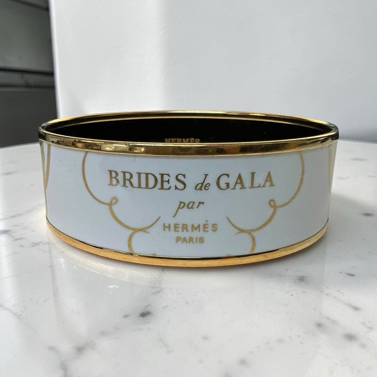 Hermes Brides de Gala White/Gold Bangle Bracelet Made In France