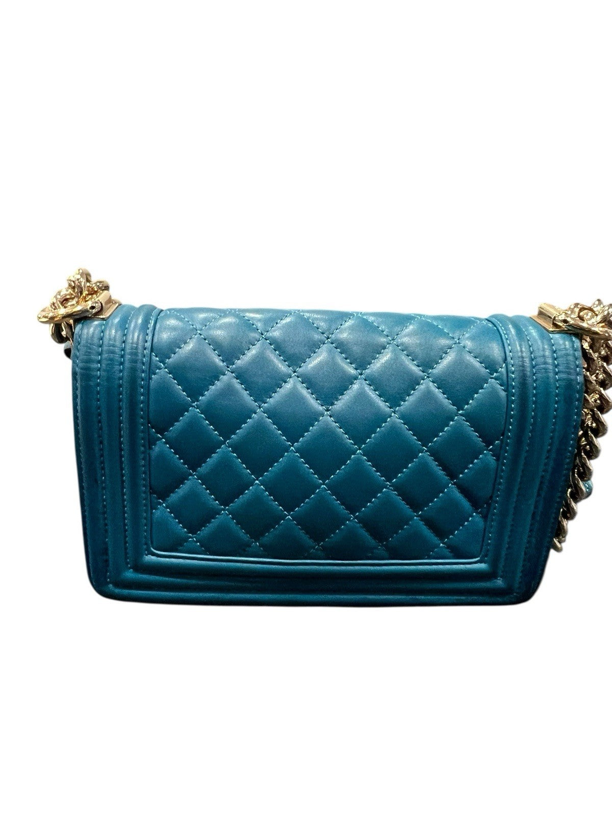 Chanel Small Two Way Boy Cobalt/Gold Chain Bag Includes Authenticity MSRP $6700