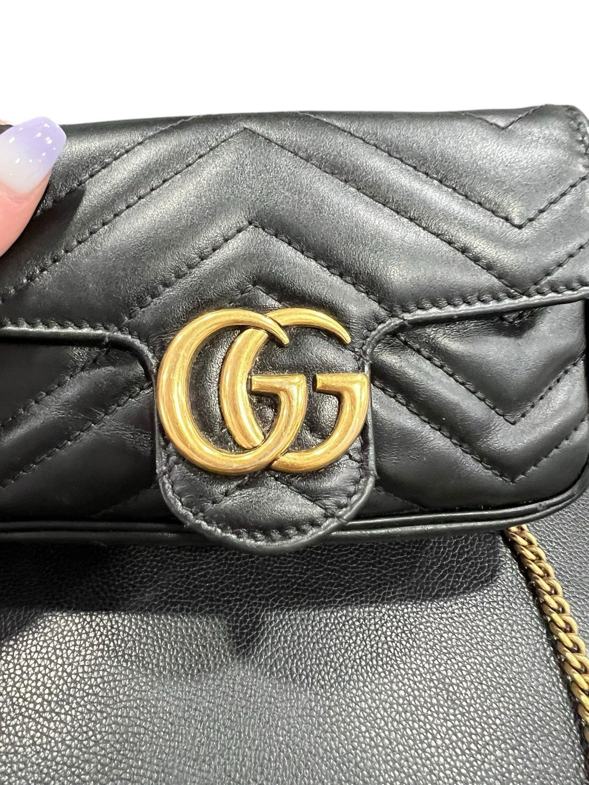 Gucci Marmont Mini Black/Gold Crossbody With Authenticity Retail $1550