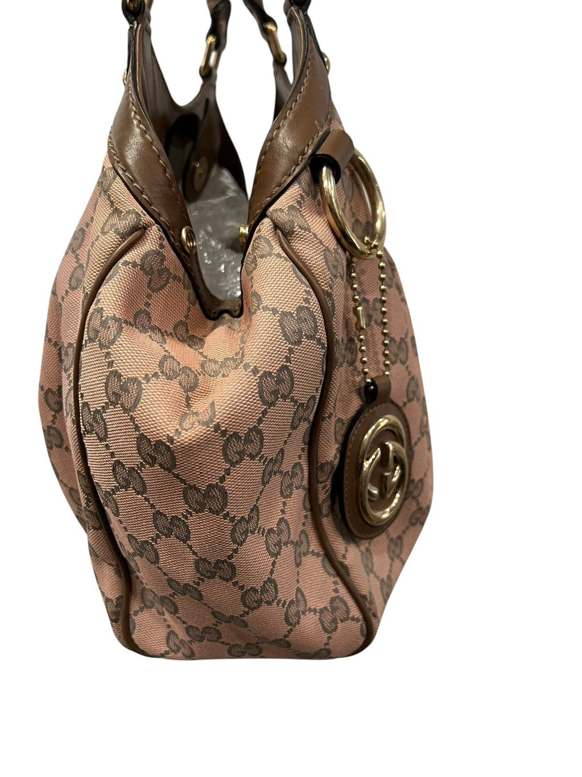 Gucci Pink/Grey Brown Canvas Limited Edition Sukey Tote RARE