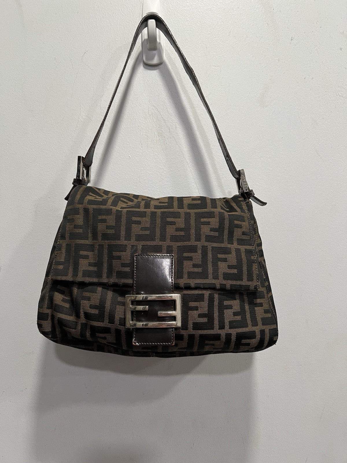 Fendi Zucca FF Mama Baguette Shoulder Bag With Authenticity