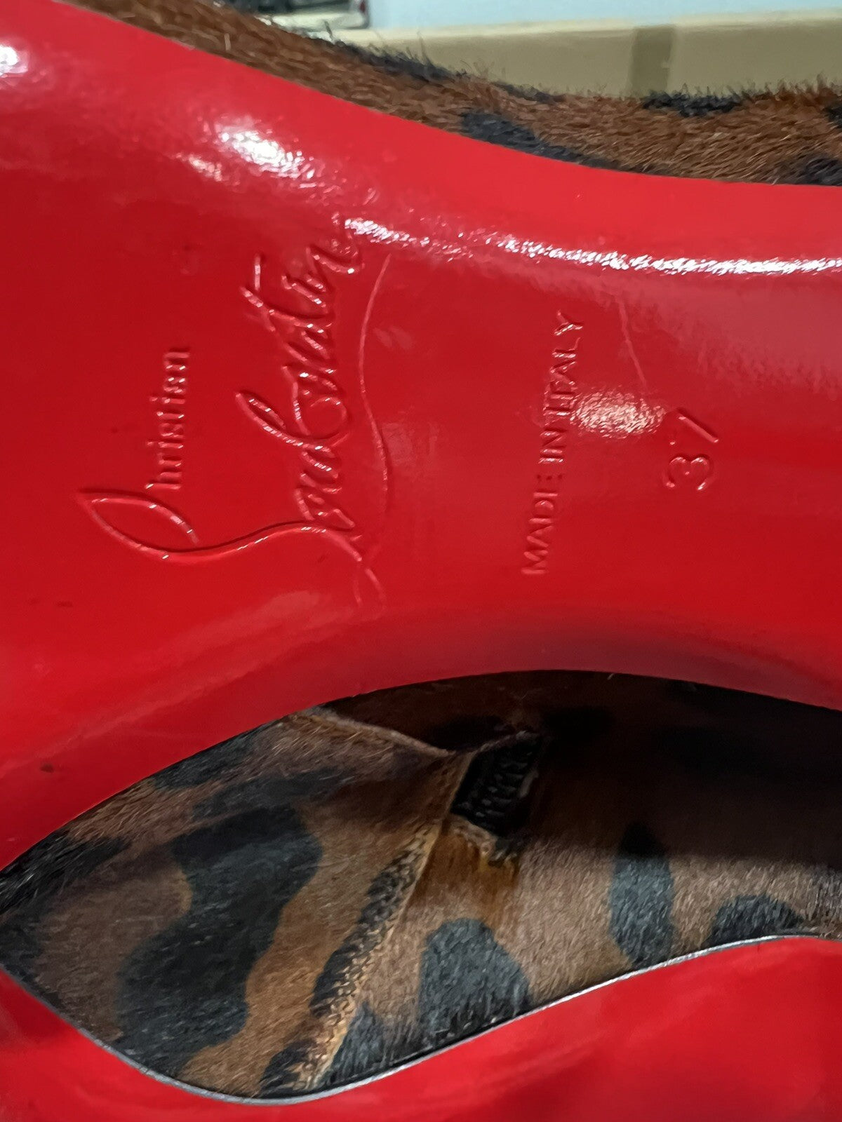 Christian Louboutin So Kate Leopard Pony Hair 55 Ankle Boot Kitten Heels 37/US7