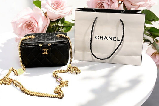 Chanel Charm Chain Vanity Lambskin Case W/Certifiacte Of Authenticity