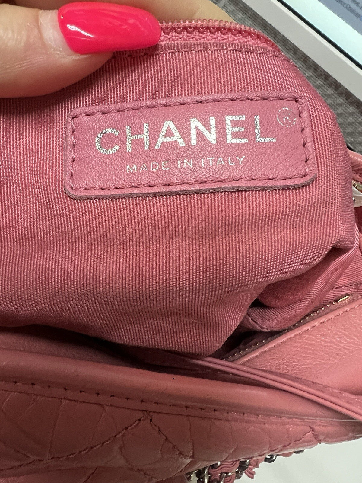 Chanel Gabrielle Pink Hobo Logo Handle Bag W/Certificate Of Authenticity
