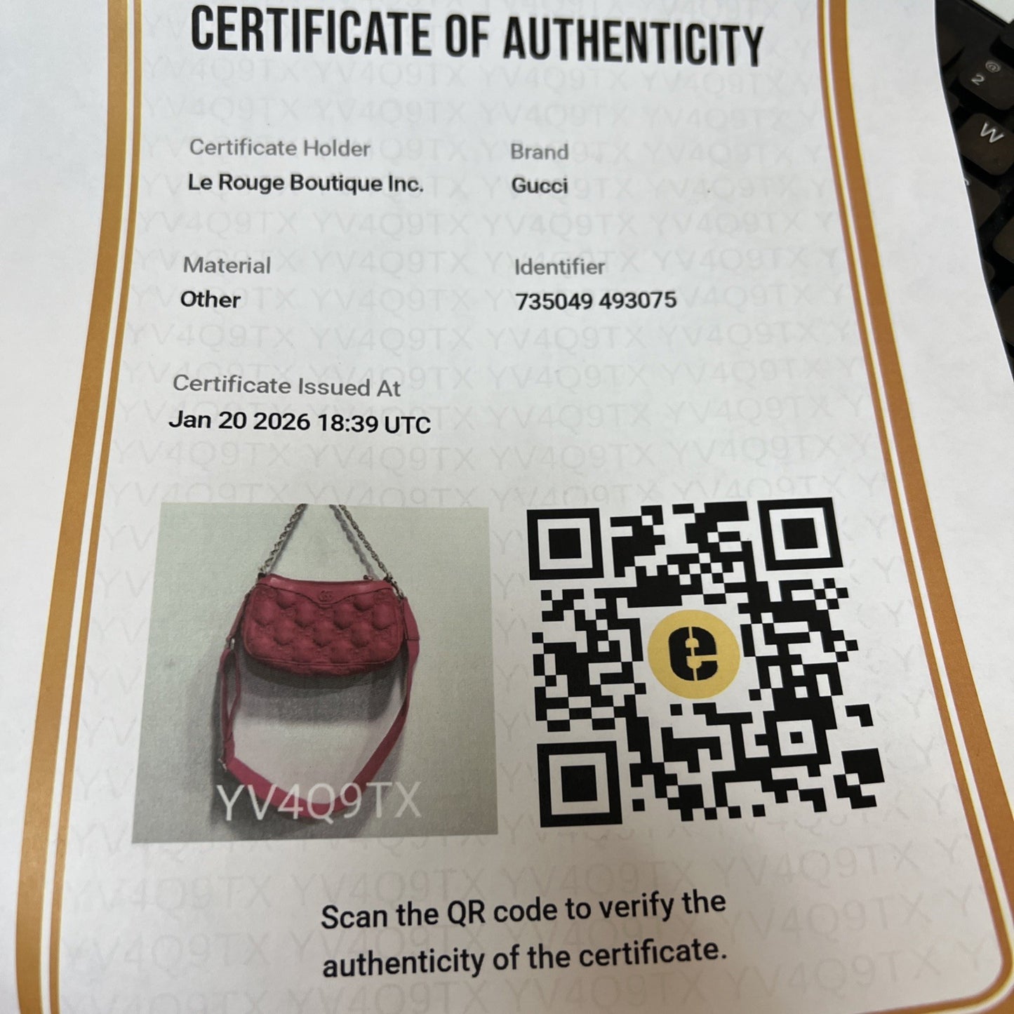 Gucci GG Matelasse Nylon Shoulder Bag With Authenticity Retail $1940