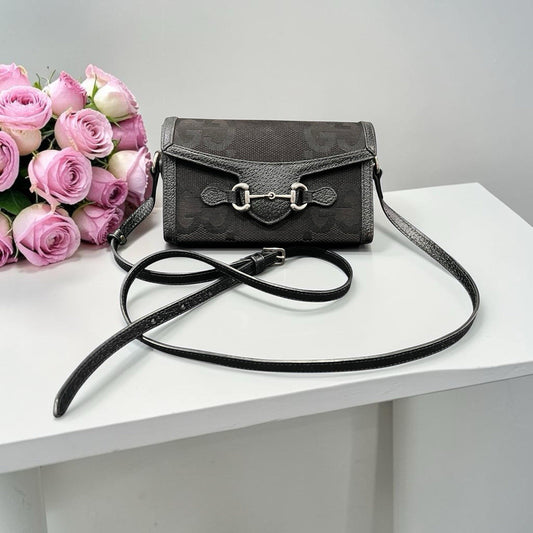 Gucci Black Mini Horse Bit 1955 Rectangle Crossbody W/Authentcity