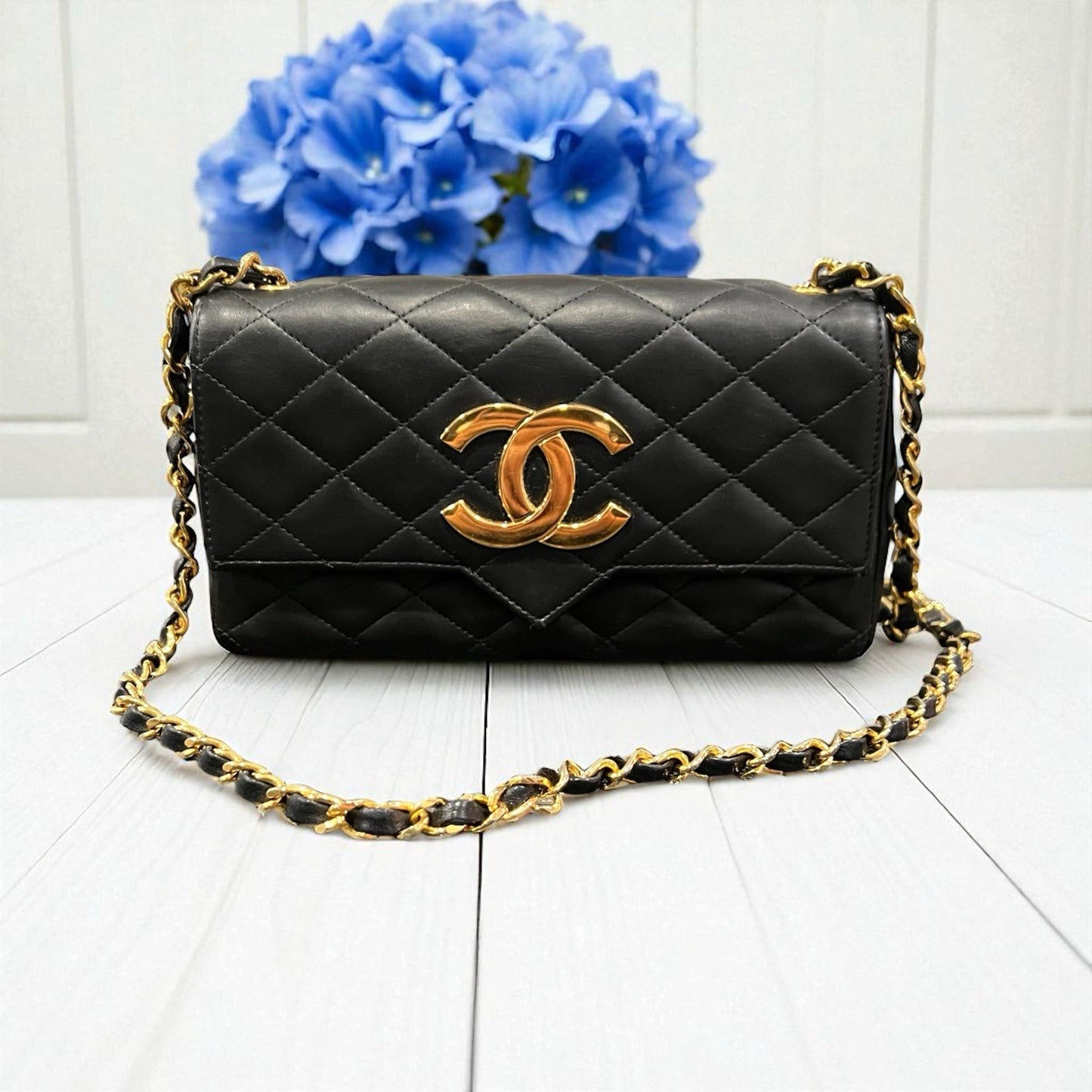 Chanel Vintage 24k Gold Plated Rectangular Single Flap Chain Bag