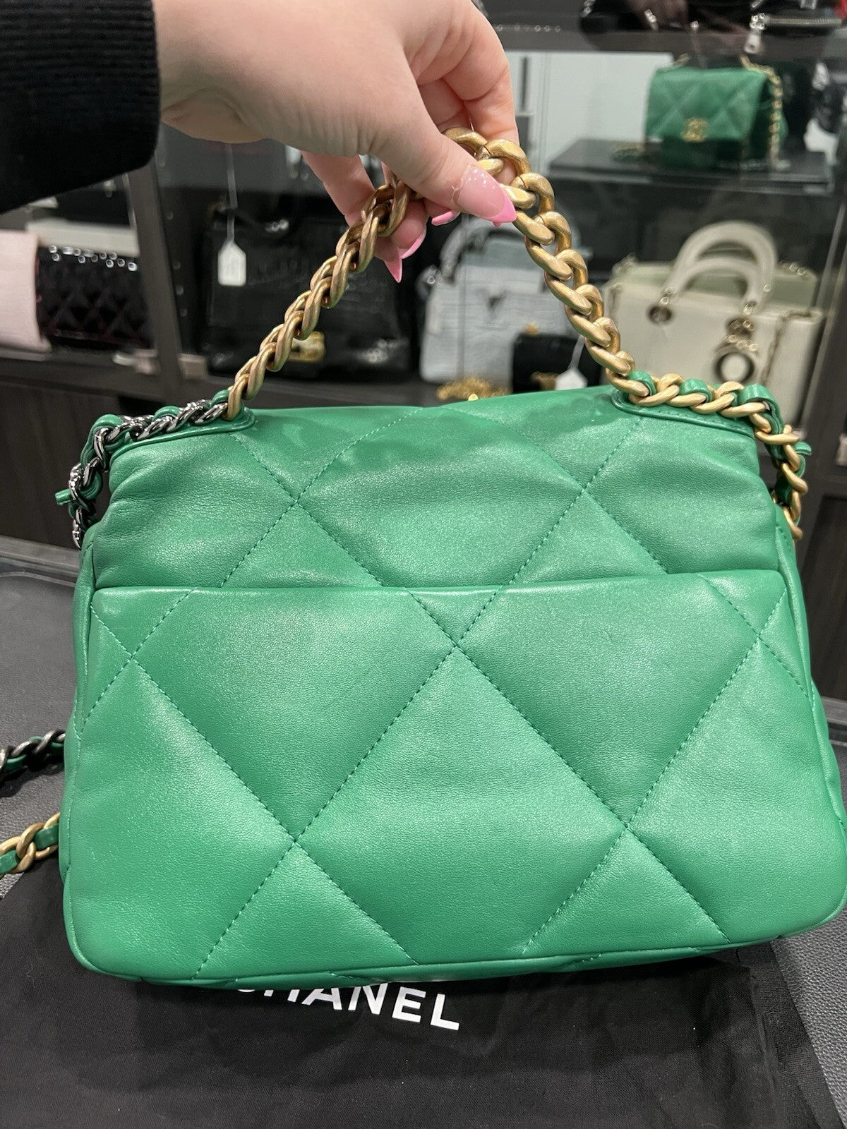 Chanel Medium 19 Flap Bag Green W/Authenticity