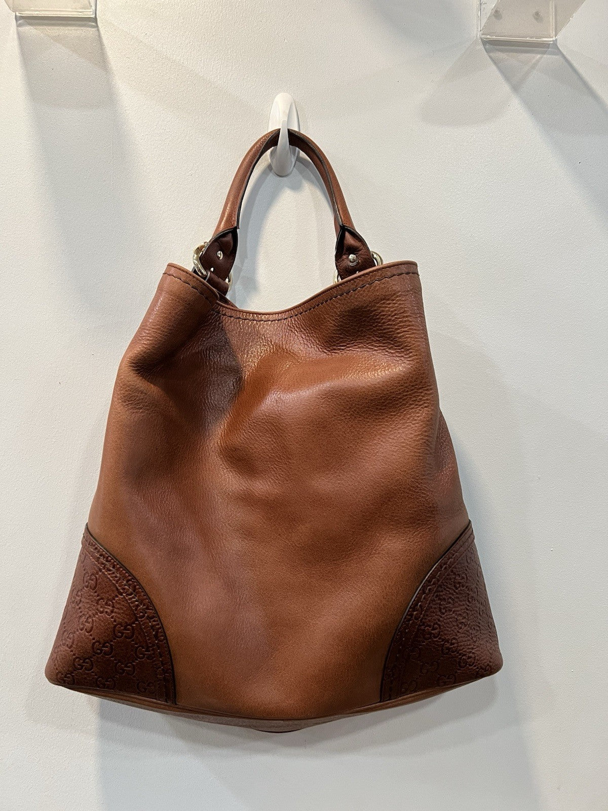 Gucci Leather Large Signoria Cognac Large Hobo Bag W/Authenticity