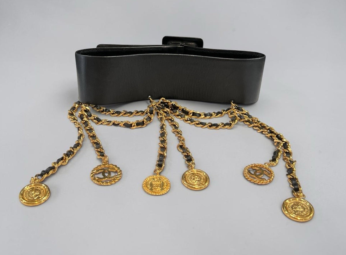 Chanel Runway 1992 Multi Chain Medallion Belt With Authenticity Size 26"