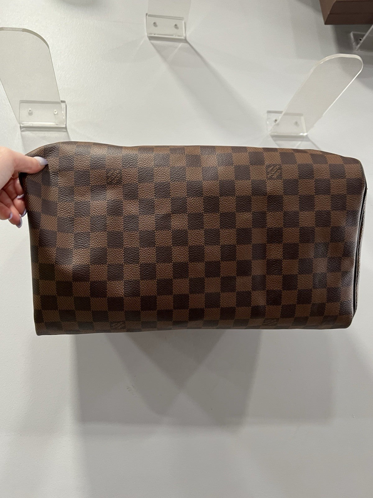 Louis Vuitton Damier Ebene 35 Complete Set Lock Key Duster Box Bag & Receipt