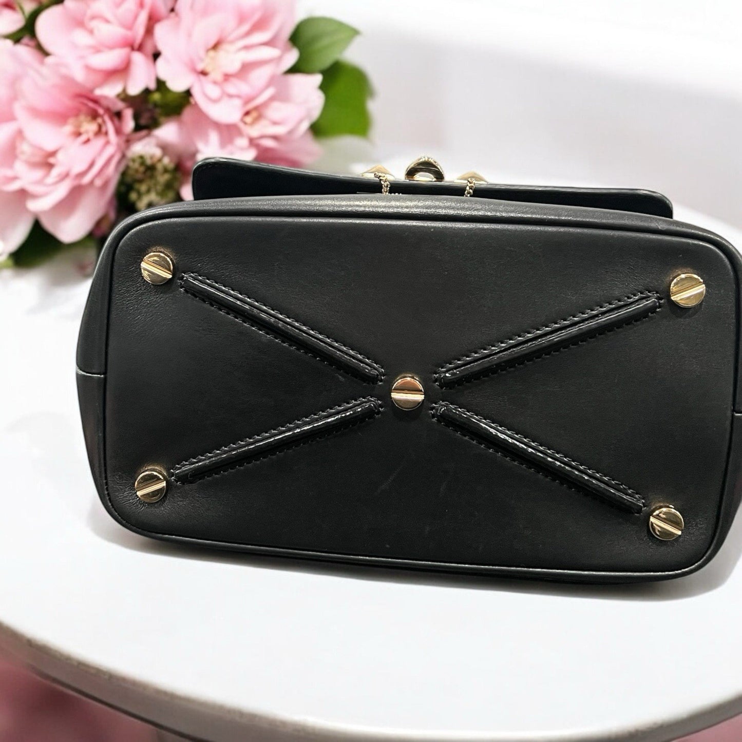 Valentino Garavani Demilune Flap Rockstud Leather Satchel Retail $2745