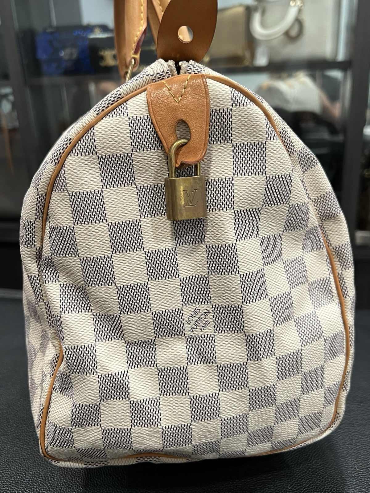 Louis Vuitton Damier Azure Speedy 35 W/Duster Lock & Certificate Of Authenticity