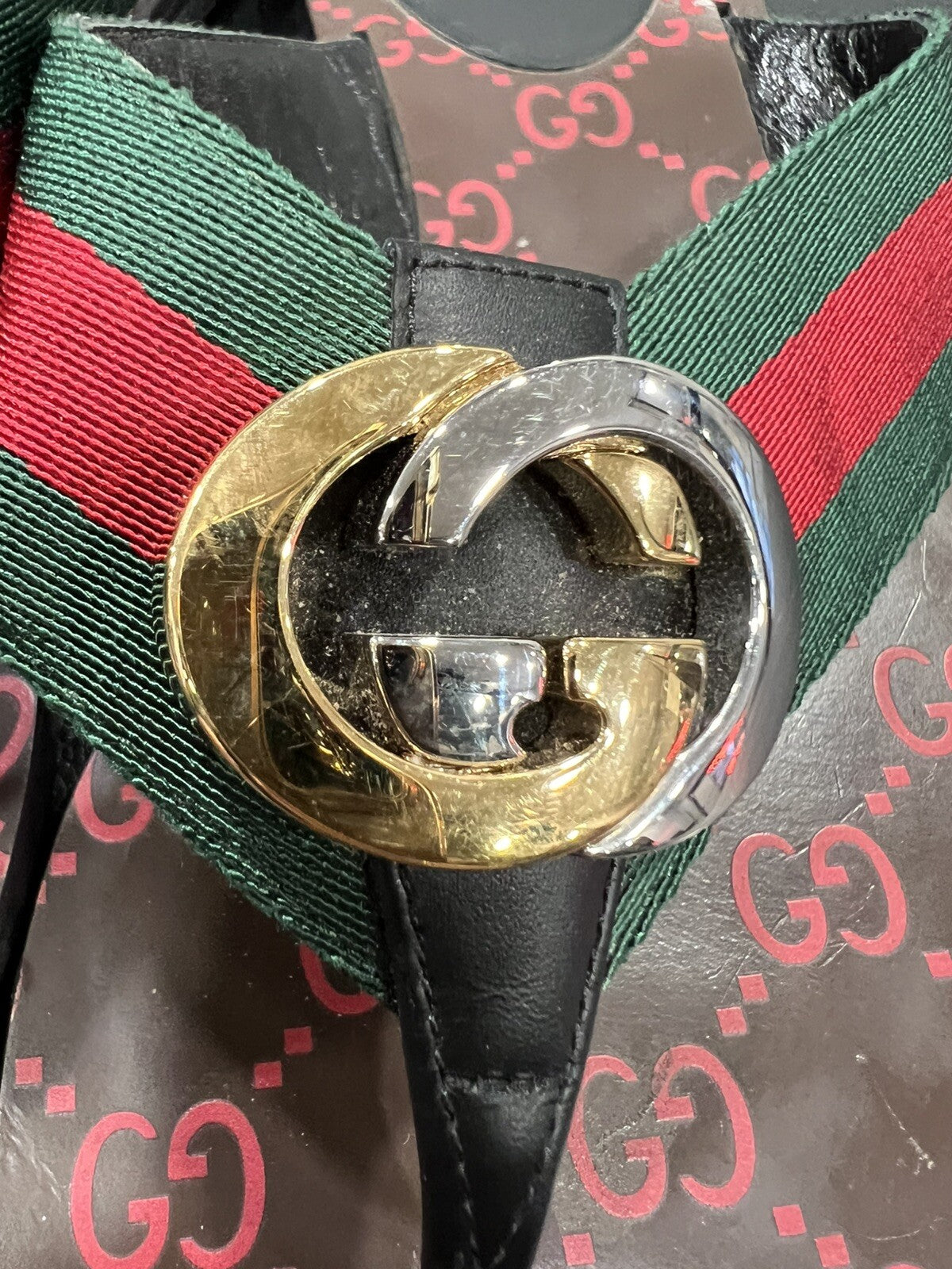 Gucci Kika Interlocking G Web Sandal Size 40/US 10 W/Duster