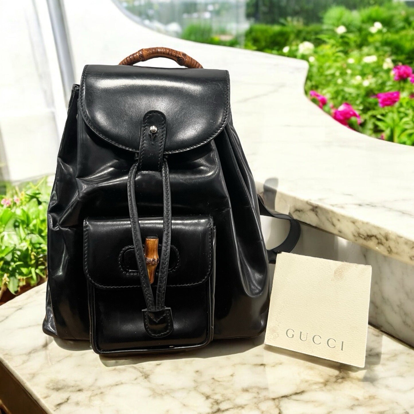 Gucci Vintage Leather Mini Bamboo Backpack