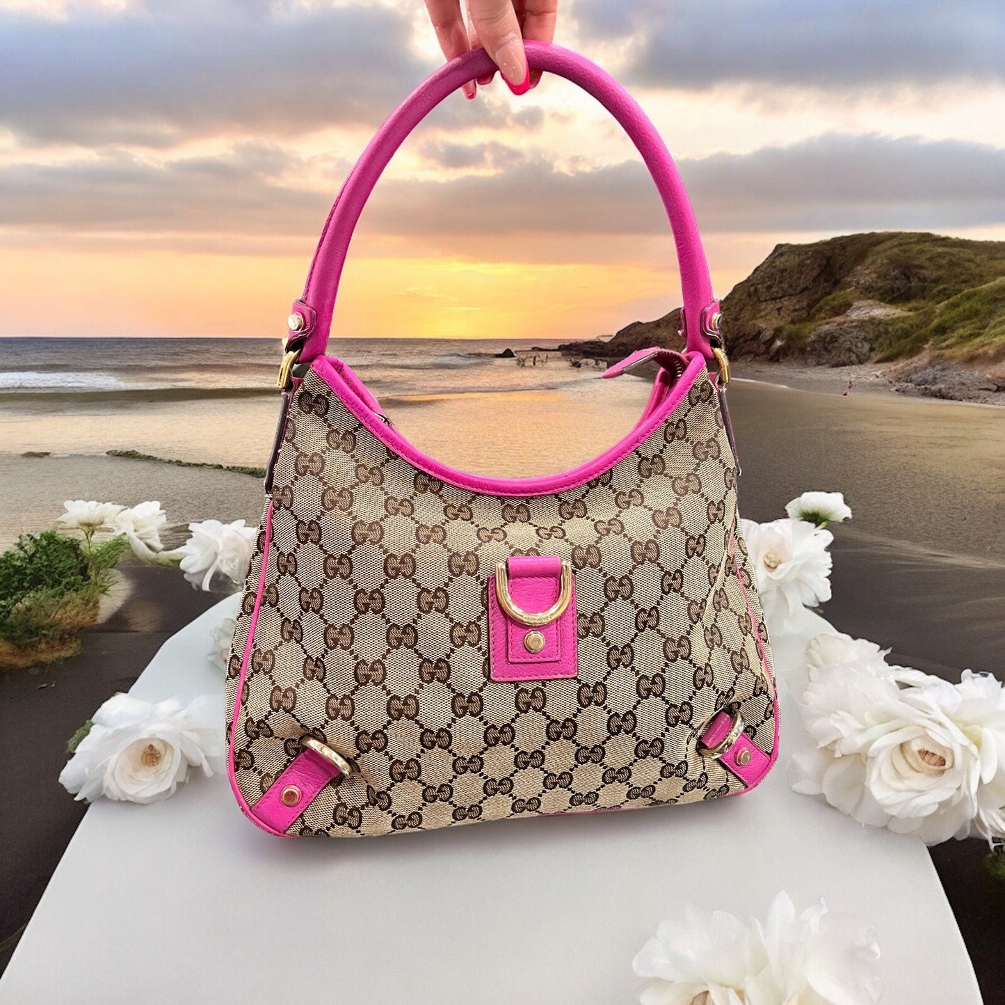 Gucci X Tomford Customized Pink Barbiecore Y2K Abbey Hobo  Canvas