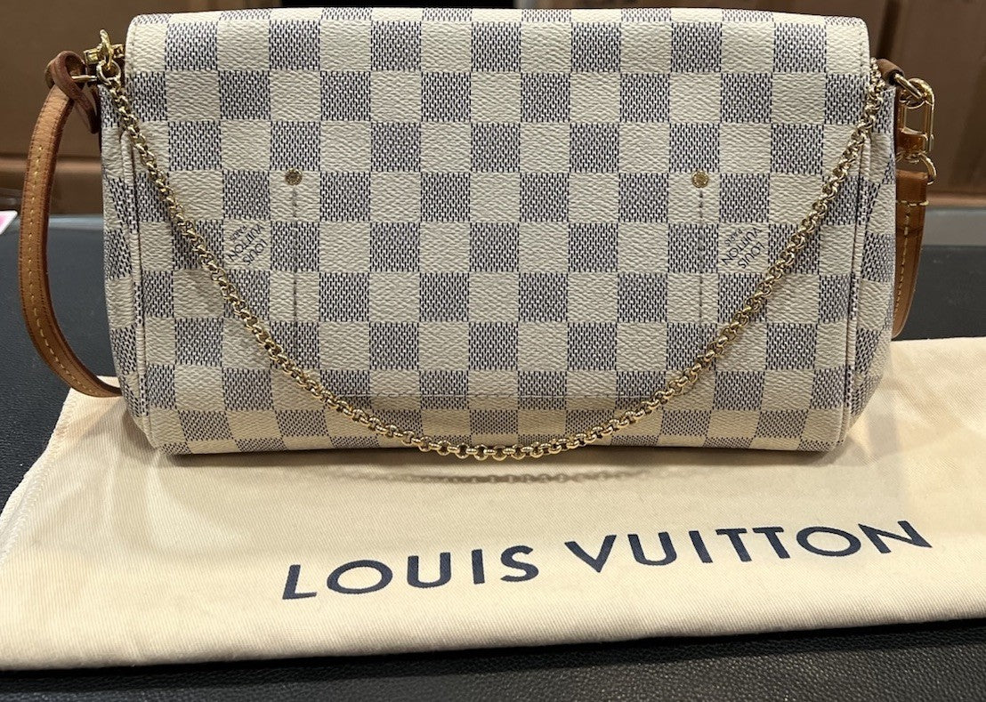 Louis Vuitton Damier Azur Favorite MM Duster & Certificate Of Authenticity