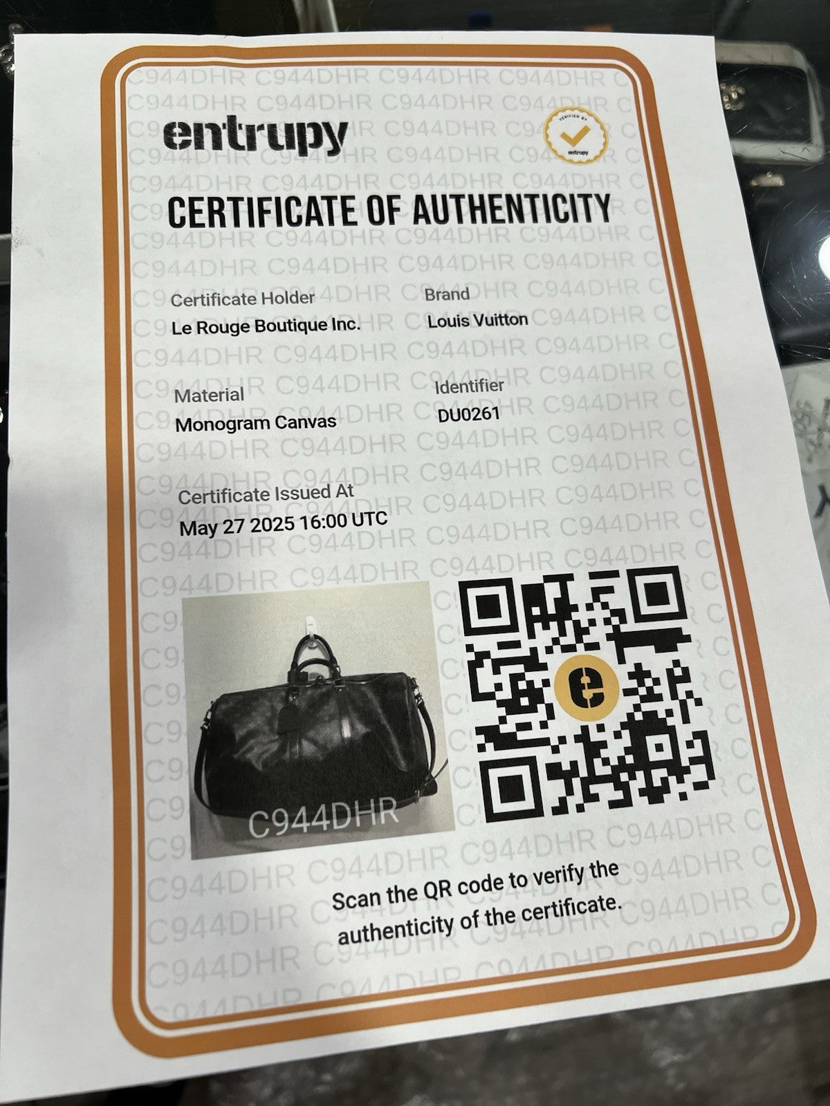 Louis Vuitton 2021 Monogram Eclipse Keepall 55 W/Authenticity