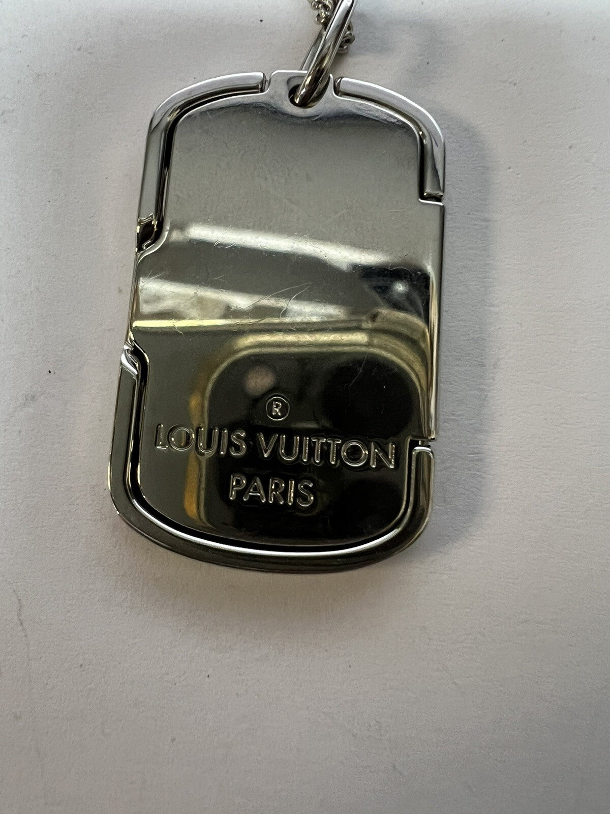 Louis Vuitton Silver-Toned Palladium Finish Locket Necklace Adjustable