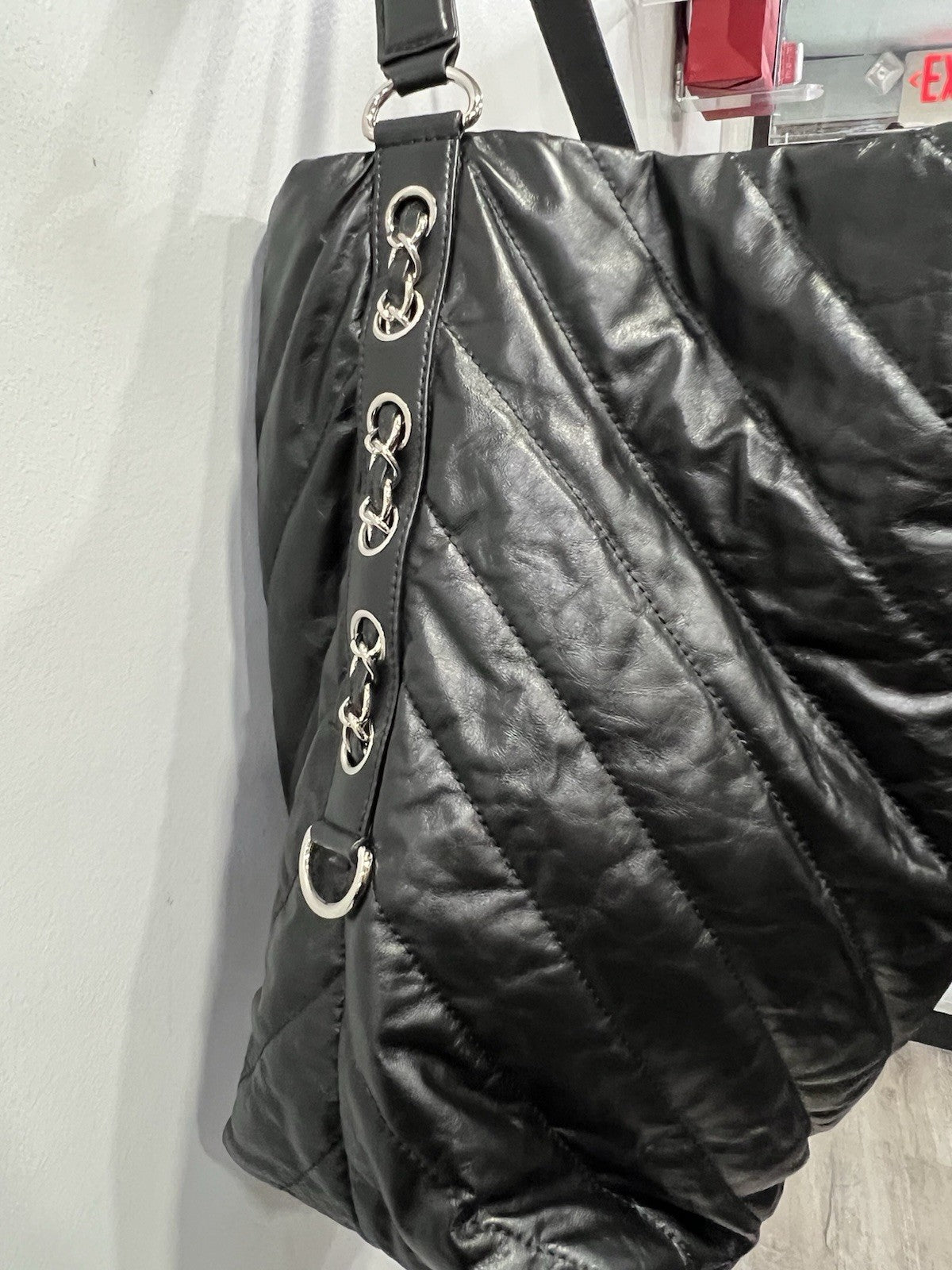 Chanel Leather Quilted Big Bang Travel Hobo Bag W/Authenticity