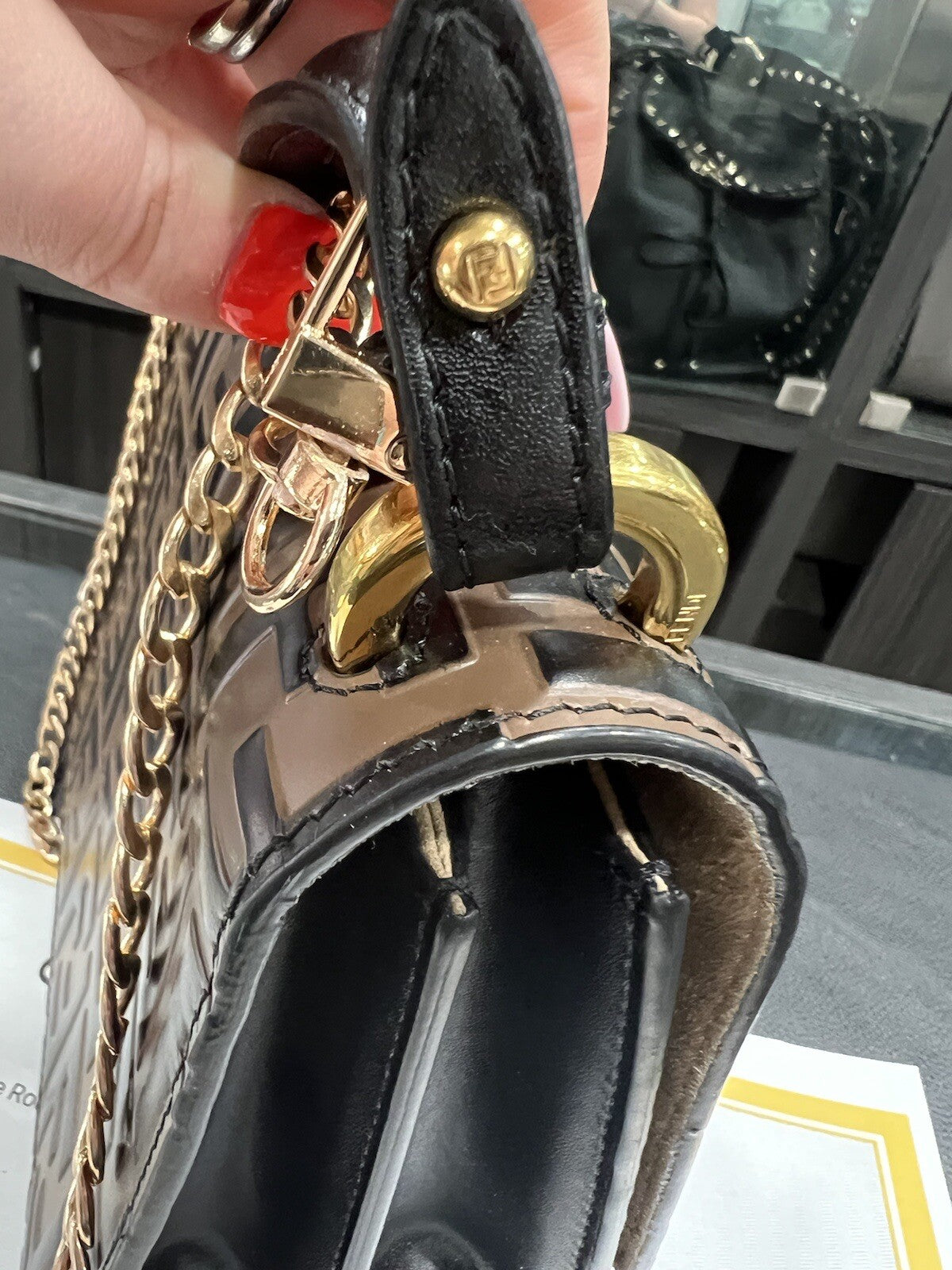 Fendi Kan U Small Top Handle Bag W/Certificate of Authenticity