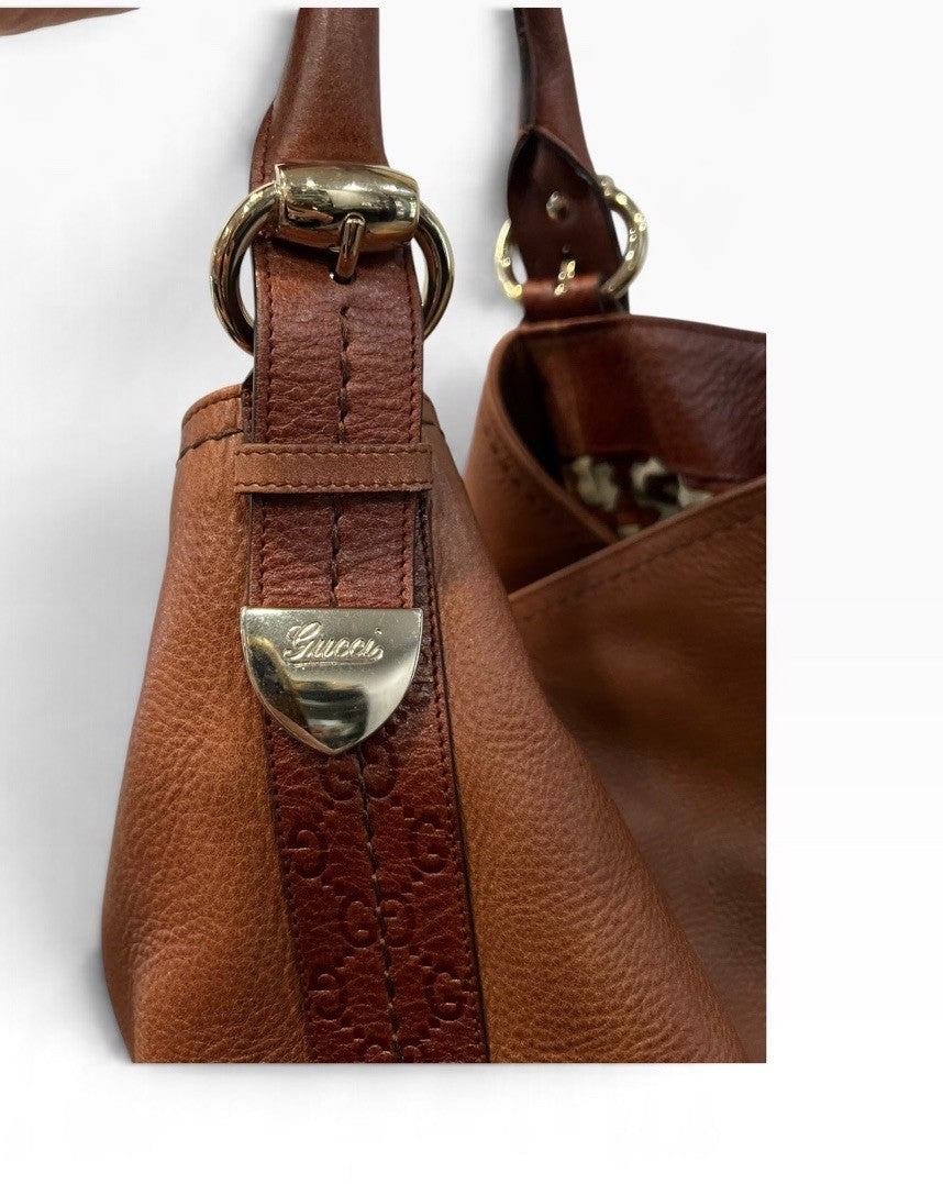 Gucci Leather Large Signoria Cognac Large Hobo Bag W/Authenticity