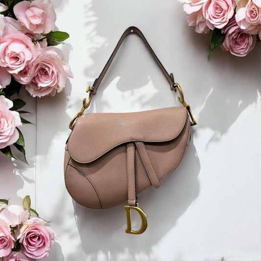 Chrisitan Dior Blush Grained Calfskin Saddle Bag